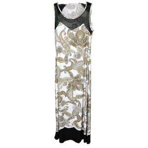 Milano White Tan Black Sleeveless‎ Crew Neck Womens Size  M